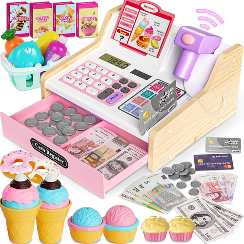 Wooden cash register - cash,